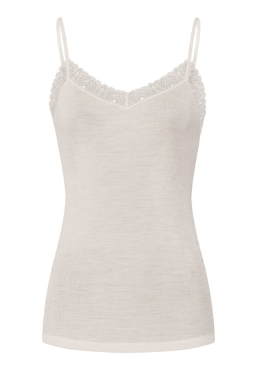 Woolen Lace Lace Trim Wool And Silk Camisole | Misty White 70827-2123